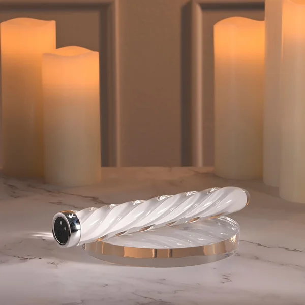 Playboy Pleasure IN A TWIST - White Glass 17.5 cm USB Rechargeable Vibrator — image 5 of 8