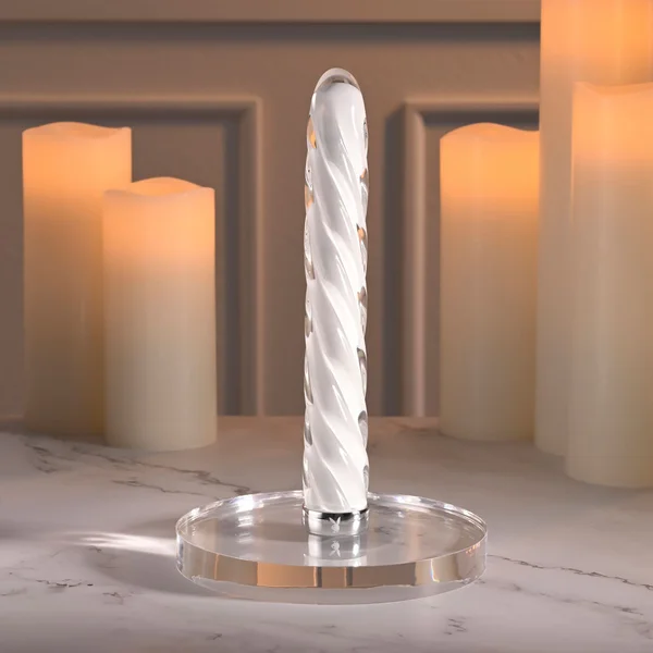 Playboy Pleasure IN A TWIST - White Glass 17.5 cm USB Rechargeable Vibrator — image 2 of 8