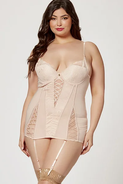 Seven Til Midnight Champagne Dreams Stretch Satin & Lace 2 Piece Chemise & Thong Set — image 3 of 5