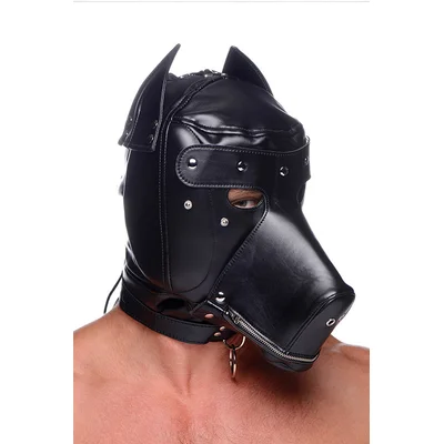 master series muzzled universal bdsm hood with removable muzzle