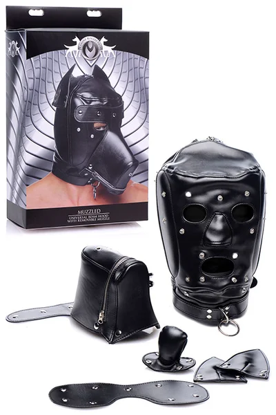 Master Series Muzzled Universal BDSM Hood with Removable Muzzle — image 7 of 15
