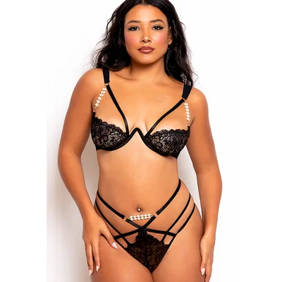 seven til midnight ocean wave 2 piece eyelash lace bra set