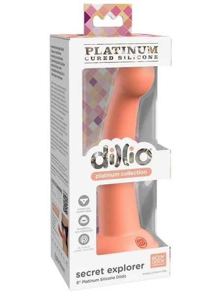 Dillio Platinum Secret Explorer 6in Peach Dildo — image 3 of 5