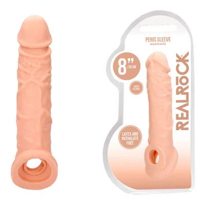 realrock 8 realistic penis extender with rings flesh 203 cm penis extension sleeve