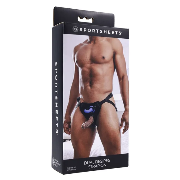 SPORTSHEETS Dual Desires Strap On - Black Adjustable Strap-On Harness (No Probe Included) — image 9 of 9