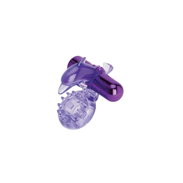 Bodywand Rechargeable Dolphin Ring with Clit Ticklers - Purple USB Rechargeable Vibrating Cock Ring — image 2 of 5