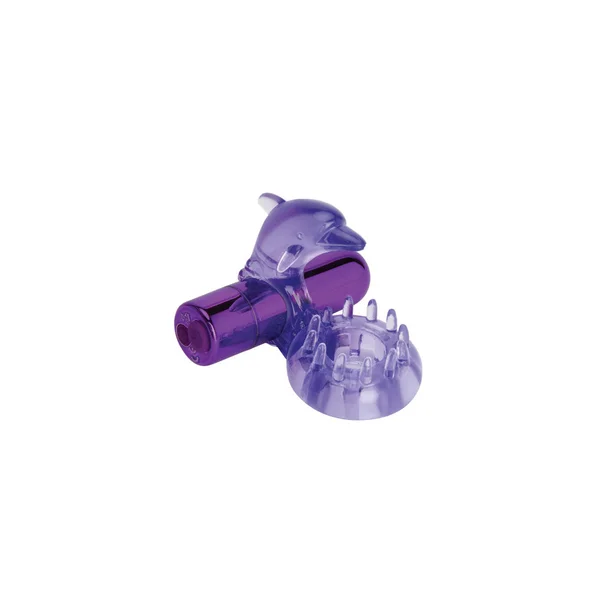 Bodywand Rechargeable Dolphin Ring with Clit Ticklers - Purple USB Rechargeable Vibrating Cock Ring — image 3 of 5