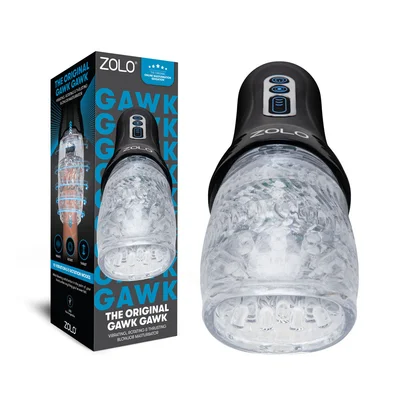 zolo the original gawk gawk clear usb rechargeable vibrating rotating thrusting masturbator