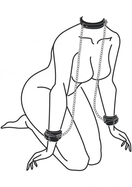 Ouch Black & White Bonded Leather Collar with Wrist Cuffs — image 4 of 5