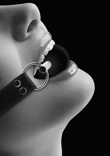 Ouch Black & White Solid Ball Gag with Bonded Leather Straps — image 4 of 4