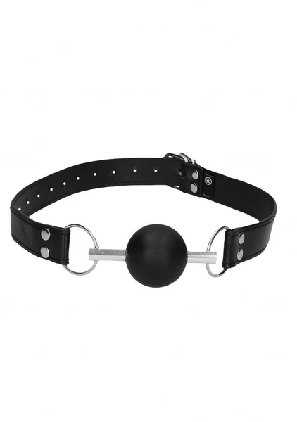Ouch Black & White Solid Ball Gag with Bonded Leather Straps — image 2 of 4