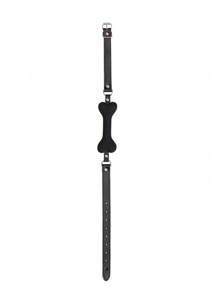 Ouch Black & White Silicone Bone Gag with Adjustable Bonded Leather Straps — image 5 of 5