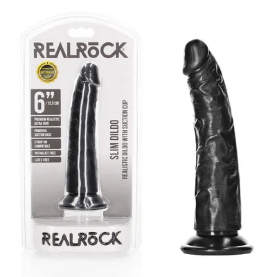 realrock realistic slim 6 without balls black dildo