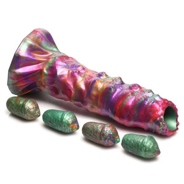 Creature Cocks Larva Silicone Dildo - Coloured 22.9 cm Fantasy Dildo with Eggs — image 5 of 9