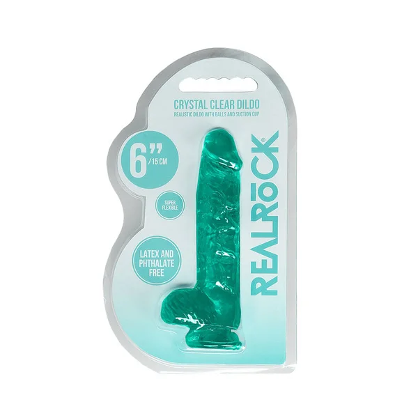 REALROCK 6'' Realistic Dildo With Balls - Turquoise 15.2 cm Dong — image 8 of 8