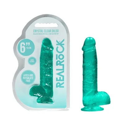 realrock 6 realistic dildo with balls turquoise 152 cm dong