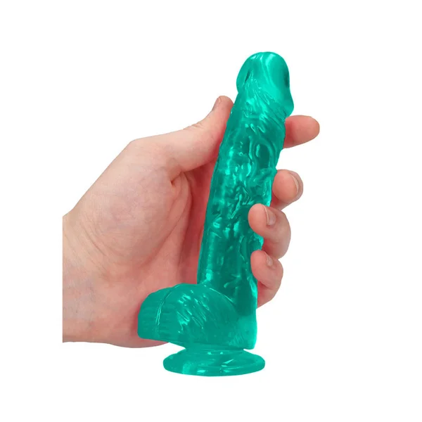 REALROCK 6'' Realistic Dildo With Balls - Turquoise 15.2 cm Dong — image 2 of 8