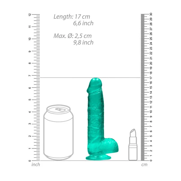 REALROCK 6'' Realistic Dildo With Balls - Turquoise 15.2 cm Dong — image 6 of 8