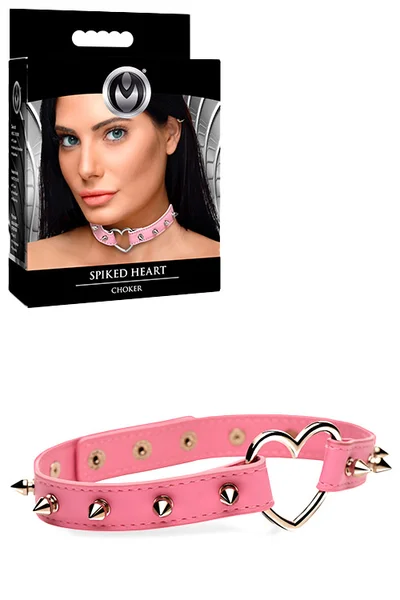 Master Series Spiked Heart Adjustable Pink Choker — image 9 of 12