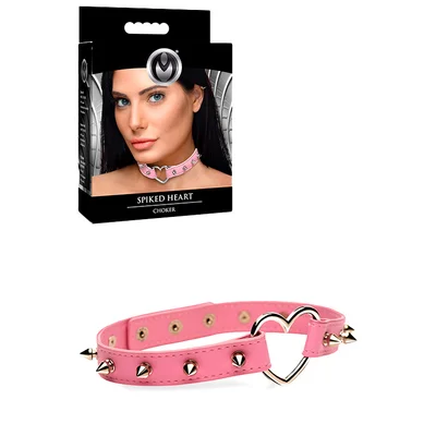 master series spiked heart adjustable pink choker