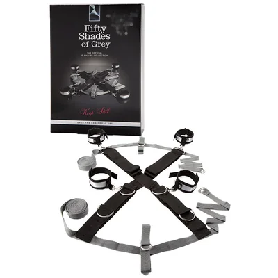 fifty shades keep still over the bed cross restraint kit with blindfold