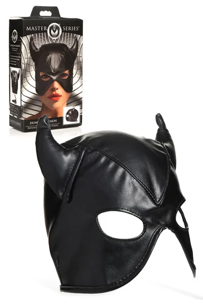 Master Series Dungeon Demon 8.5" Bondage Hood with Horns — image 14 of 18