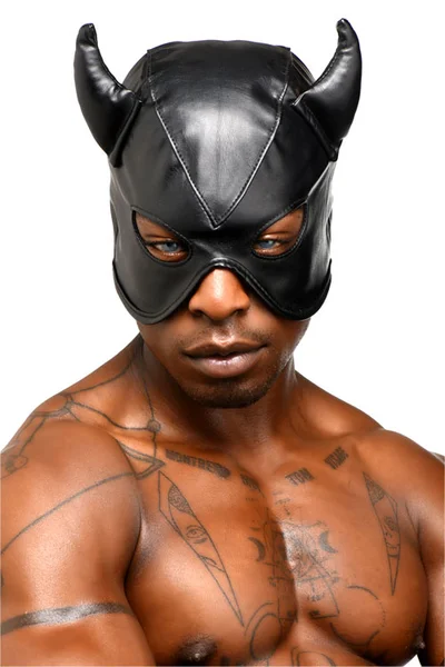 Master Series Dungeon Demon 8.5" Bondage Hood with Horns — image 7 of 18