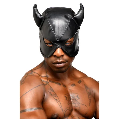 master series dungeon demon 85 bondage hood with horns