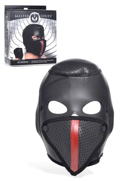 Master Series Scorpion Neoprene Bondage Hood with Removable Blindfold & Face Mask — image 11 of 15
