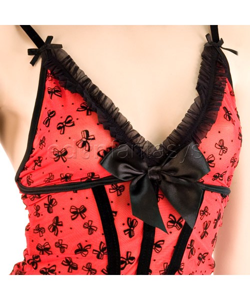 Bow mesh cami with g-string