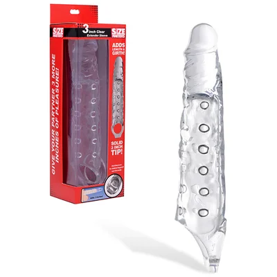 size matters 1075 clear penis extension sleeve with ball strap