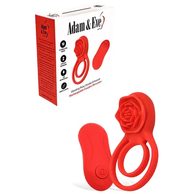 adam and eve double ring vibrating rose 225 couples ring