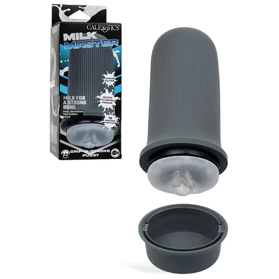 calexotics milk master grip n stroke pussy 55 squeezable vibrating masturbator