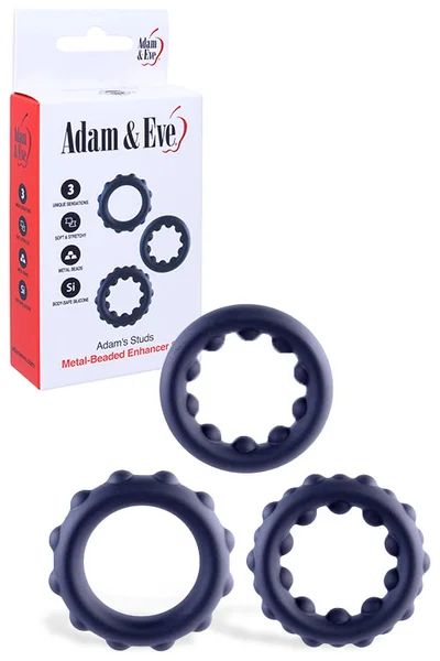 Adam and Eve Adams Studs 3 Piece Metal Beaded Cock Ring Set — image 5 of 12