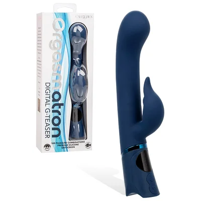 calexotics digital g teaser 875 silicone rabbit vibrator with digital display flicking clitoral teaser