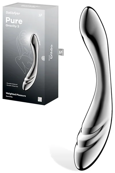 Satisfyer Pure Gravity 3 Weighted 8.2" Stainless Steel Dildo — image 6 of 10