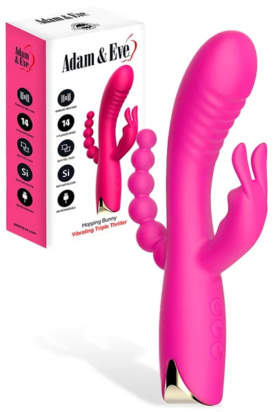 Adam and Eve Hopping Bunny 8.5" Triple Stimulation Rabbit Vibrator — image 4 of 6