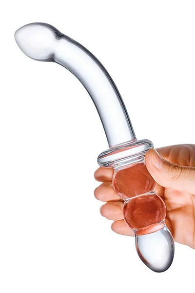 Glas 8" Ribbed G Spot Dual Ended Glass Dildo — image 4 of 5