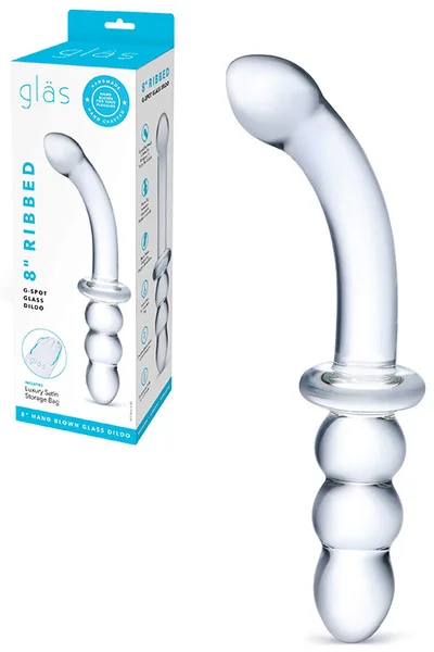 Glas 8" Ribbed G Spot Dual Ended Glass Dildo — image 6 of 15