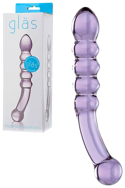 Glas Purple Rain 8.5" Ribbed Glass Dildo — image 7 of 9