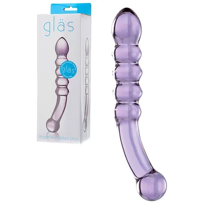 glas purple rain 85 ribbed glass dildo