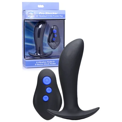 zeus pro shocker 47 vibrating e stim prostate massager with remote control