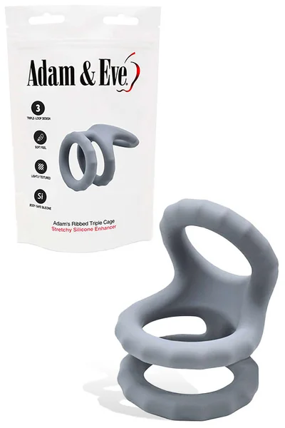 Adam and Eve Adam's 2.7" Triple Ring Ridged Silicone Cock And Ball Cage — image 9 of 12
