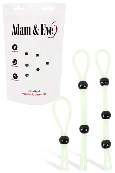 Adam and Eve Glow In The Dark Adjustable Lasso Cock Ring 3 Piece Set — image 9 of 12