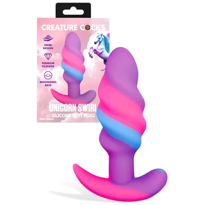 creature cocks unicorn swirl 42 silicone butt plug