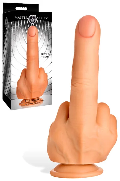 Master Series Big Middle Finger 8.4" Textured Silicone Dildo — image 6 of 10