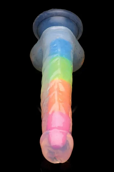 XR Brands Lollicock 8.2" Glow in the Dark Rainbow Dildo With Balls — image 3 of 4