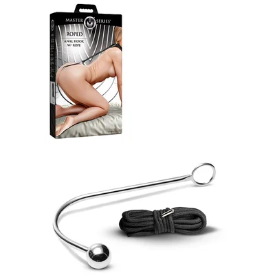 master series roped stainless steel anal hook with rope