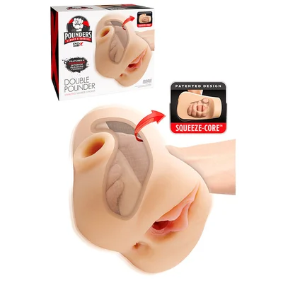 pdx plus double pounder 81 vibrating squeezable masturbator with remote control