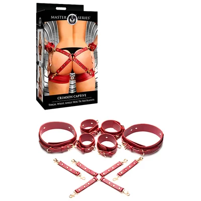 master series crimson captive thigh wrist ankle hog tie restraint set